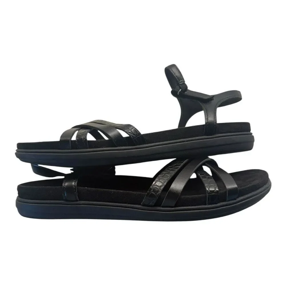 Easy Spirit Dottle 3 Embossed Comfort Sandals Women’s Size 8 Black Ankle Strap